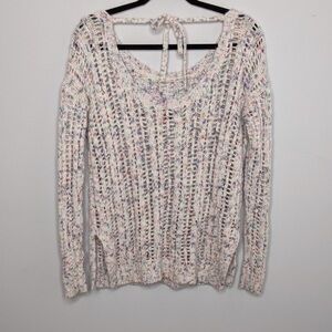 AEO Open Knit Keyhole Confetti Sweater Sz M